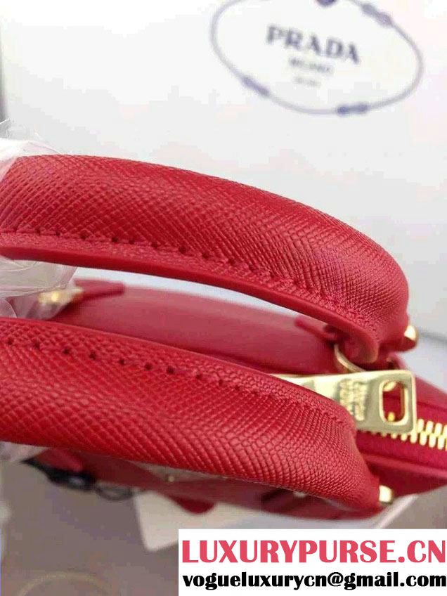 Prada Mini Saffiano Promenade Shoulder Bag Red