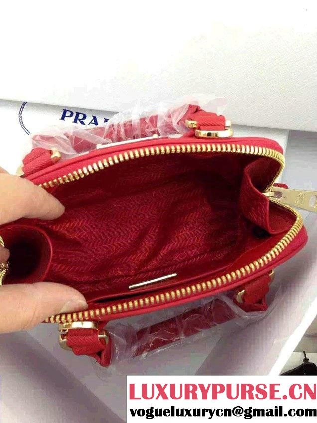 Prada Mini Saffiano Promenade Shoulder Bag Red