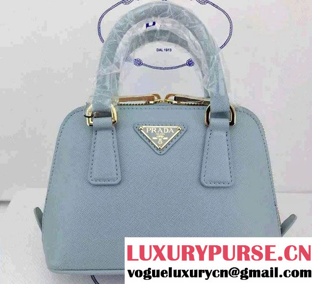 Prada Mini Saffiano Promenade Shoulder Bag Light Blue