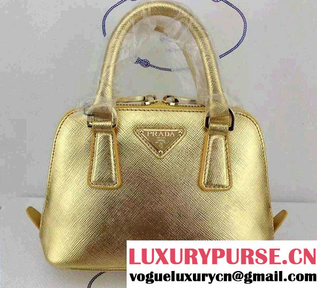 Prada Mini Saffiano Promenade Shoulder Bag Gold