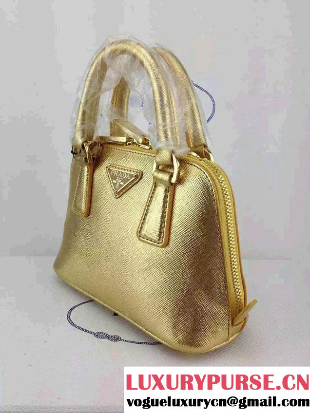 Prada Mini Saffiano Promenade Shoulder Bag Gold