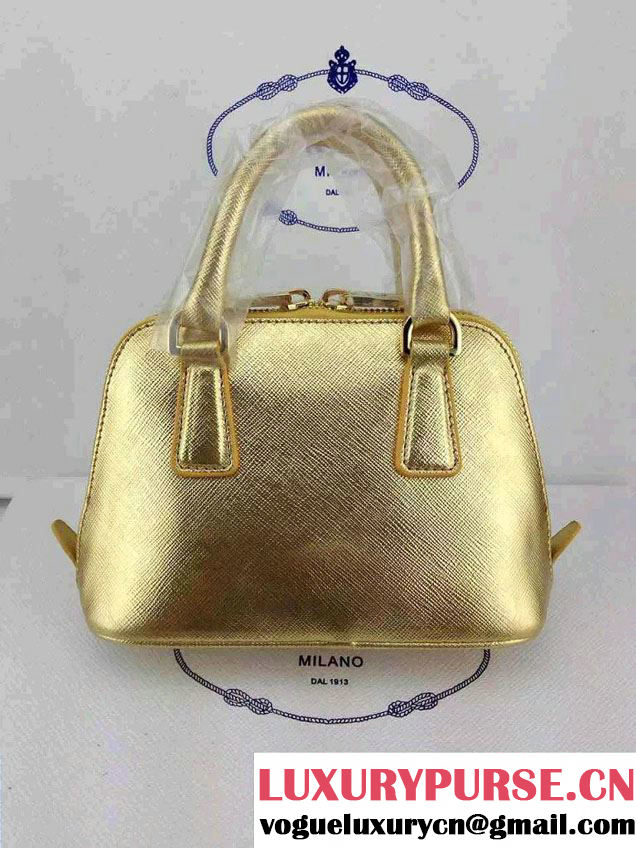 Prada Mini Saffiano Promenade Shoulder Bag Gold