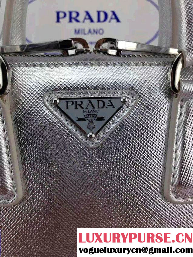 Prada Mini Saffiano Promenade Shoulder Bag Silver