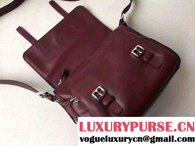 Prada Soft Calf Leather Hunter Shoulder Bag 1BD004 Burgundy 2015