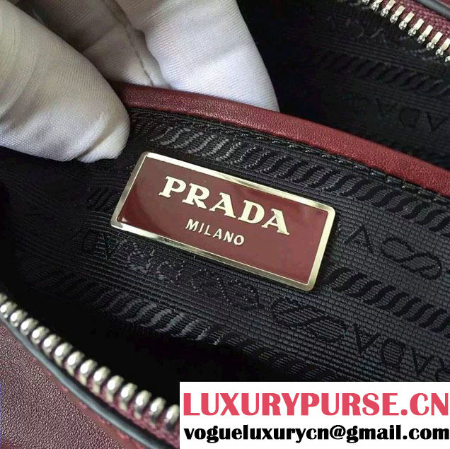 Prada Soft Calf Leather Hunter Shoulder Bag 1BD004 Burgundy 2015