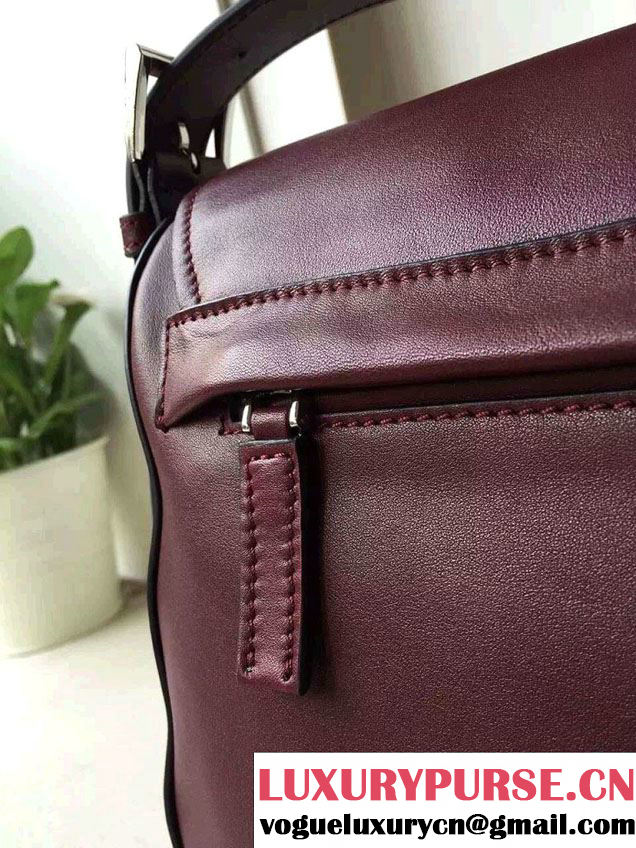 Prada Soft Calf Leather Hunter Shoulder Bag 1BD004 Burgundy 2015
