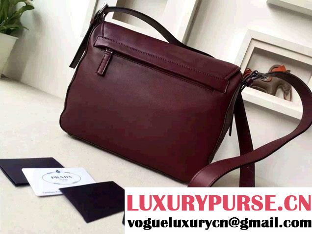 Prada Soft Calf Leather Hunter Shoulder Bag 1BD004 Burgundy 2015