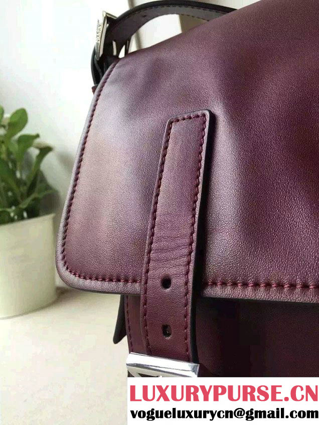 Prada Soft Calf Leather Hunter Shoulder Bag 1BD004 Burgundy 2015