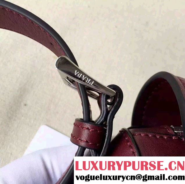 Prada Soft Calf Leather Hunter Shoulder Bag 1BD004 Burgundy 2015