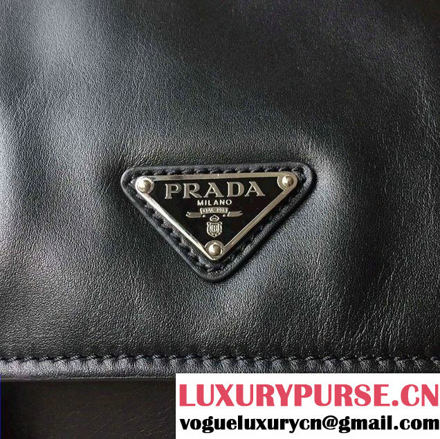 Prada Soft Calf Leather Hunter Shoulder Bag 1BD004 Black 2015