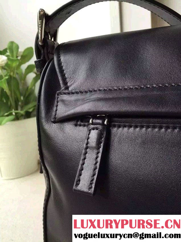 Prada Soft Calf Leather Hunter Shoulder Bag 1BD004 Black 2015