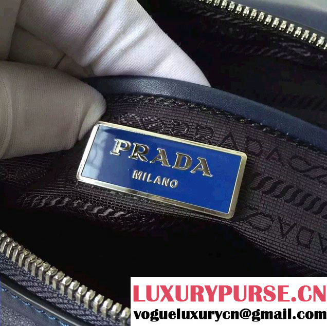 Prada Soft Calf Leather Hunter Shoulder Bag 1BD004 Blue 2015