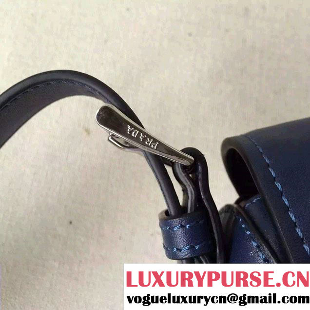 Prada Soft Calf Leather Hunter Shoulder Bag 1BD004 Blue 2015