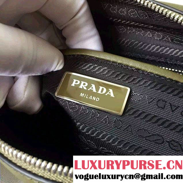 Prada Soft Calf Leather Hunter Shoulder Bag 1BD004 Military Green 2015