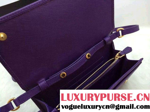 Prada Saffiano Leather Bow Wallet with Shoulder Strap 1M1437 Purple 2015/2016