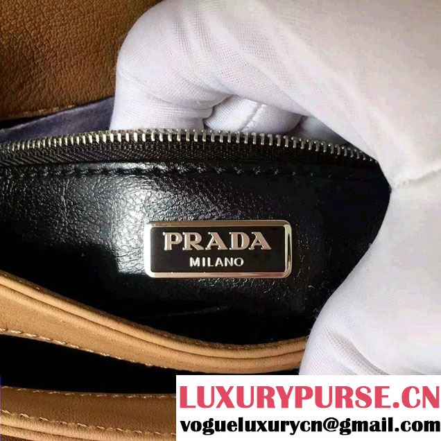 Prada Galleria City Chain Shoulder Bag with Grommet Detail 1BD010 Brown 2016