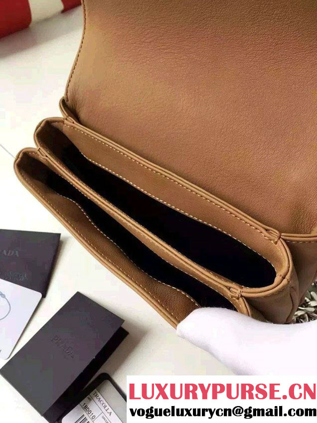 Prada Galleria City Chain Shoulder Bag with Grommet Detail 1BD010 Brown 2016