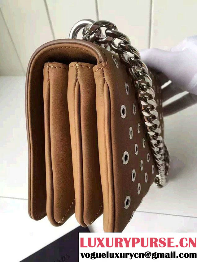 Prada Galleria City Chain Shoulder Bag with Grommet Detail 1BD010 Brown 2016