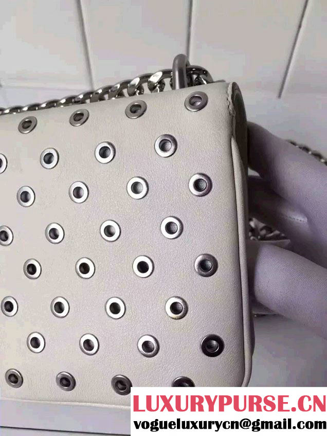 Prada Galleria City Chain Shoulder Bag with Grommet Detail 1BD010 Chalk White 2016