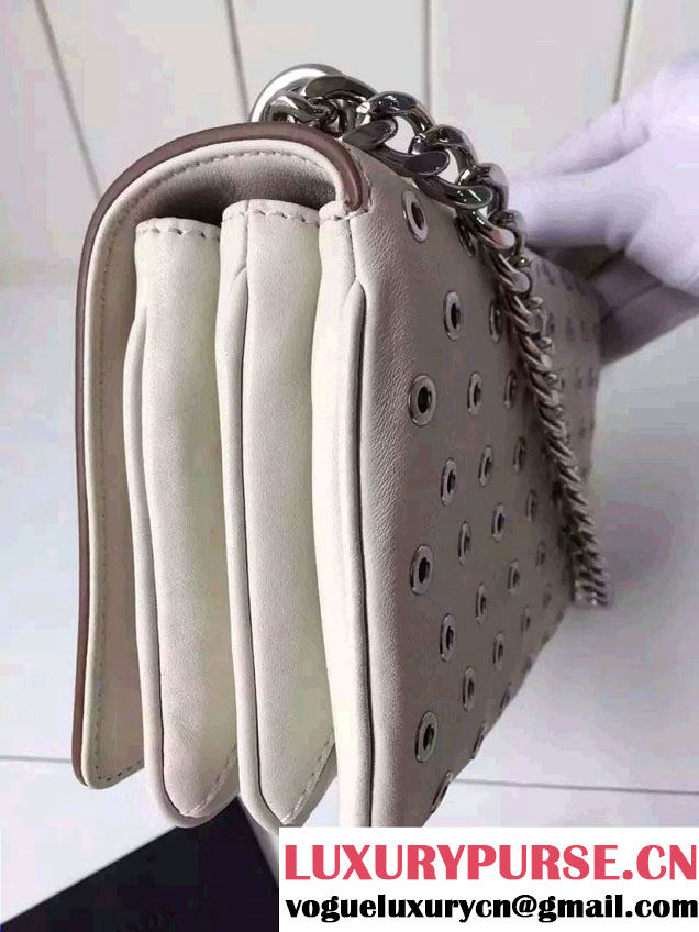 Prada Galleria City Chain Shoulder Bag with Grommet Detail 1BD010 Chalk White 2016