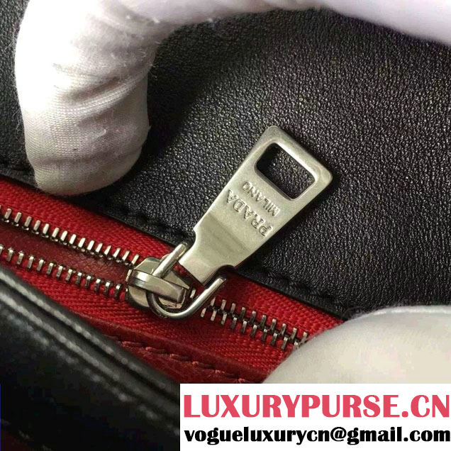 Prada Galleria City Chain Shoulder Bag with Grommet Detail 1BD010 Black 2016