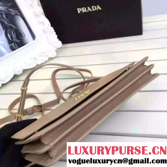 Prada Saffiano Leather Wallet with Shoulder Strap 1M1361 Nude