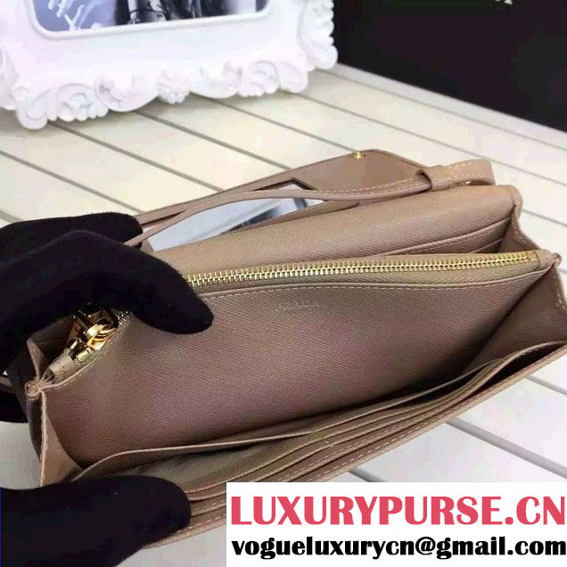 Prada Saffiano Leather Wallet with Shoulder Strap 1M1361 Nude