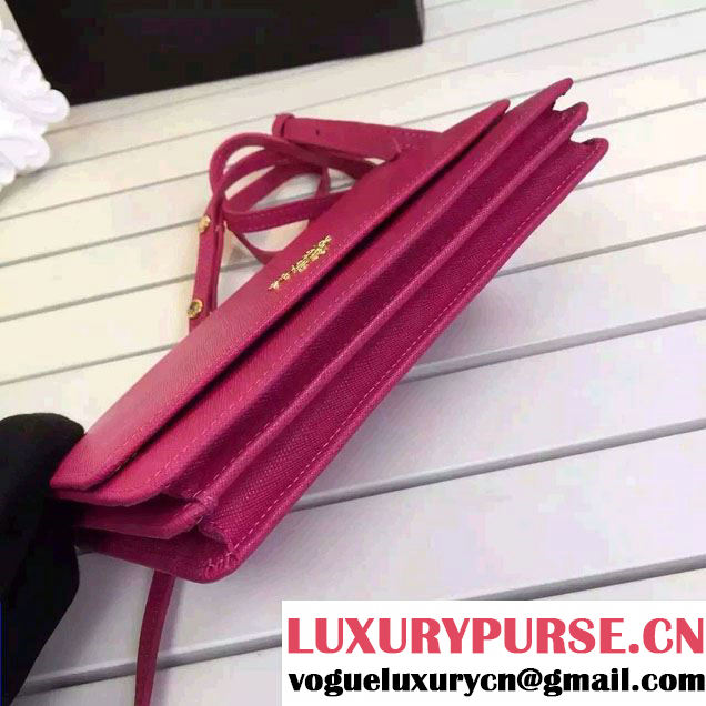 Prada Saffiano Leather Wallet with Shoulder Strap 1M1361 Rose