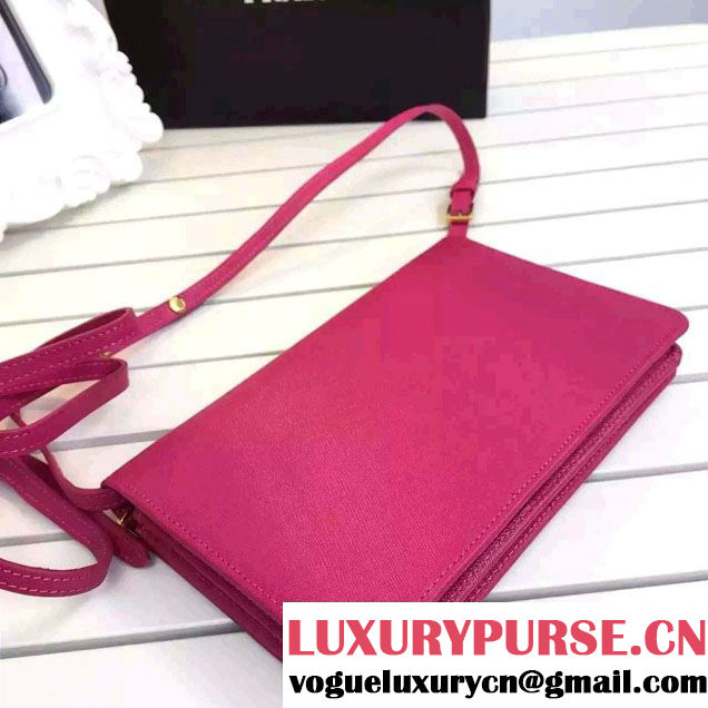 Prada Saffiano Leather Wallet with Shoulder Strap 1M1361 Rose