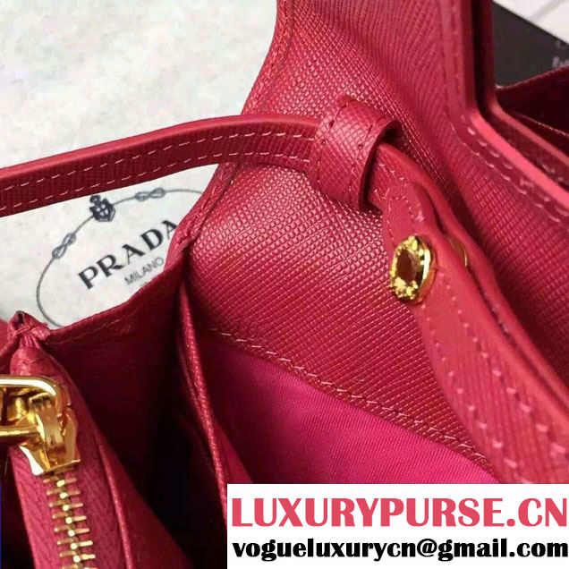 Prada Saffiano Leather Wallet with Shoulder Strap 1M1361 Rosy