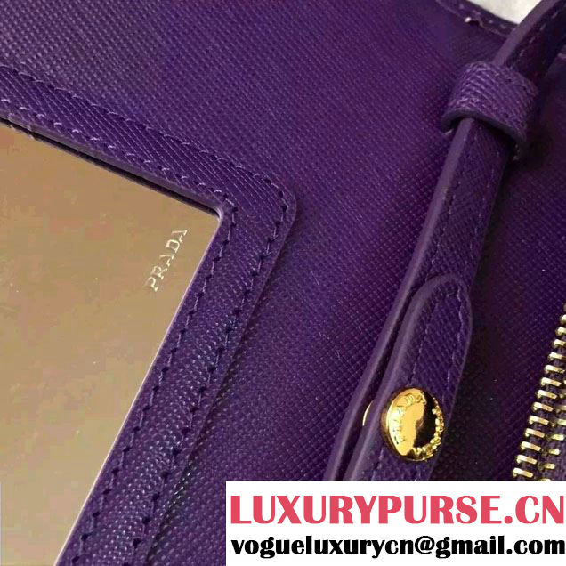 Prada Saffiano Leather Wallet with Shoulder Strap 1M1361 Purple