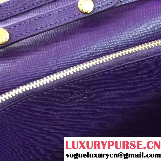 Prada Saffiano Leather Wallet with Shoulder Strap 1M1361 Purple