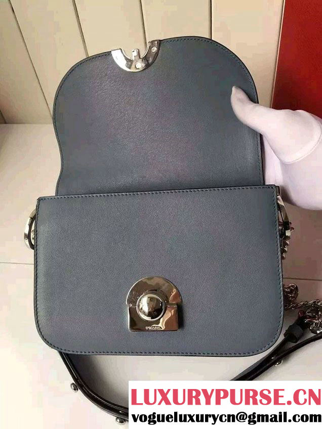 Prada Calfskin Leather Arcade Shoulder Bag 1BD030 Baby Blue 2016