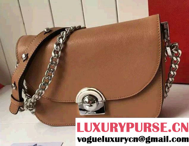 Prada Calfskin Leather Arcade Shoulder Bag 1BD030 Caramel 2016