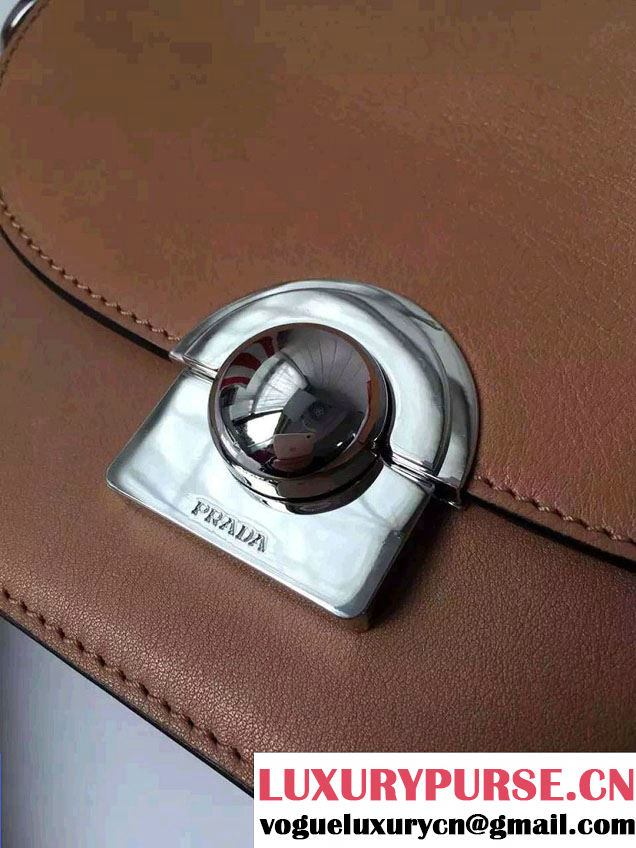 Prada Calfskin Leather Arcade Shoulder Bag 1BD030 Caramel 2016