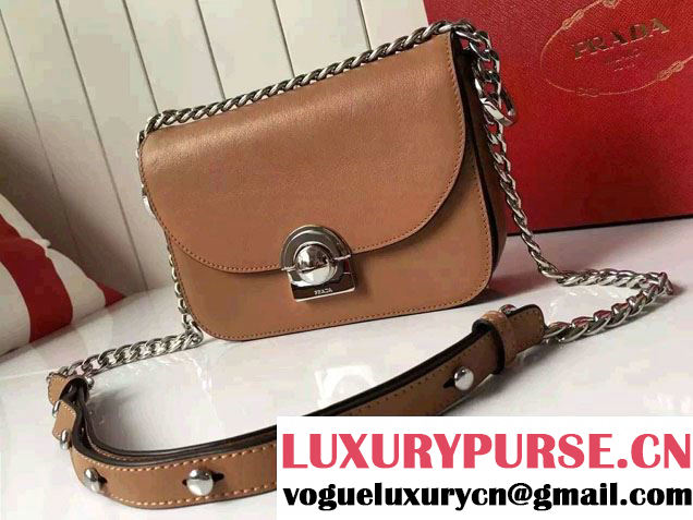 Prada Calfskin Leather Arcade Shoulder Bag 1BD030 Caramel 2016