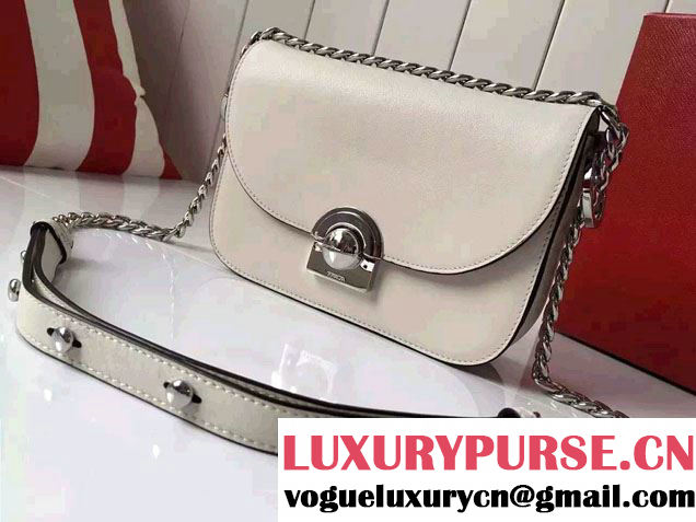 Prada Calfskin Leather Arcade Shoulder Bag 1BD030 White 2016