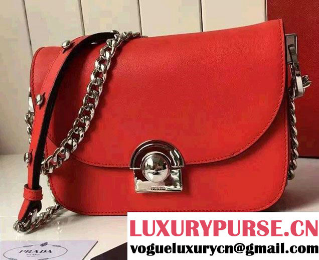 Prada Calfskin Leather Arcade Shoulder Bag 1BD030 Red 2016