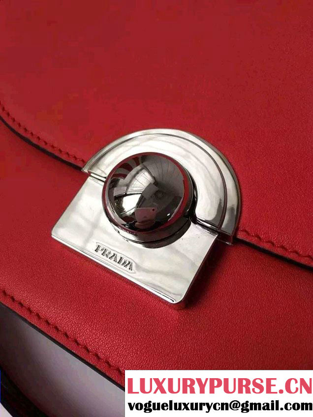 Prada Calfskin Leather Arcade Shoulder Bag 1BD030 Red 2016