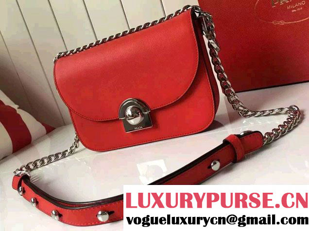 Prada Calfskin Leather Arcade Shoulder Bag 1BD030 Red 2016