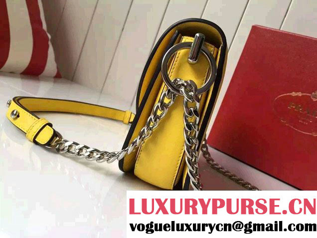 Prada Calfskin Leather Arcade Shoulder Bag 1BD030 Yellow 2016