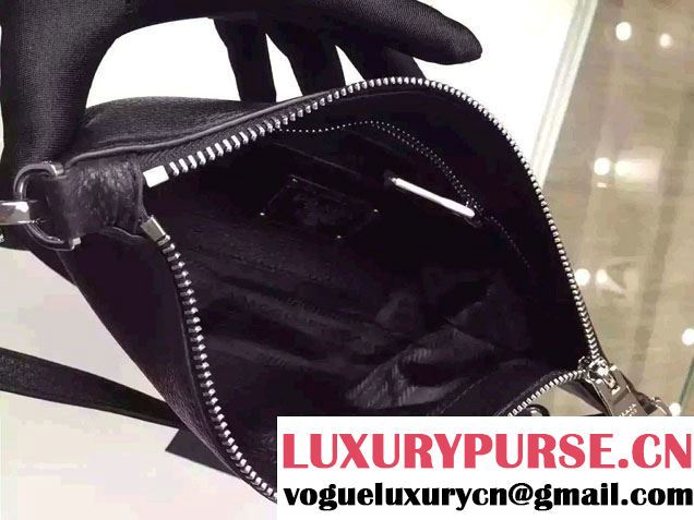Prada Zipper Calf Leather Shoulder Bag 1BH997 Black 2016