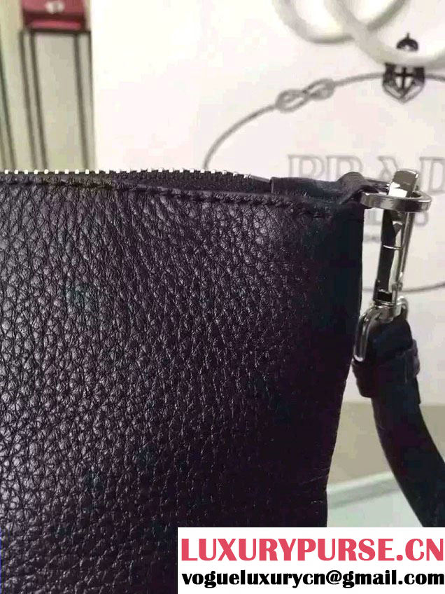 Prada Zipper Calf Leather Shoulder Bag 1BH997 Black 2016