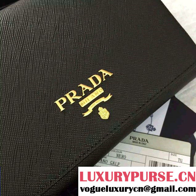 Prada Saffiano Leather Flap Chain Shoulder Wallet 1BP005