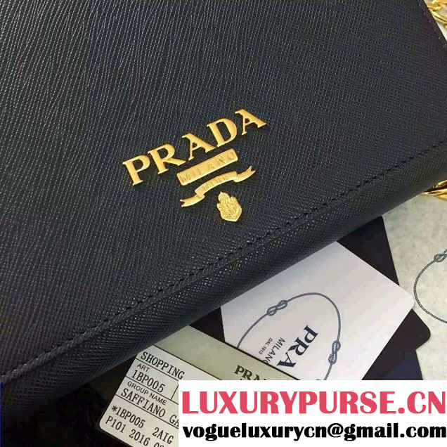 Prada Saffiano Leather Flap Chain Shoulder Wallet 1BP005