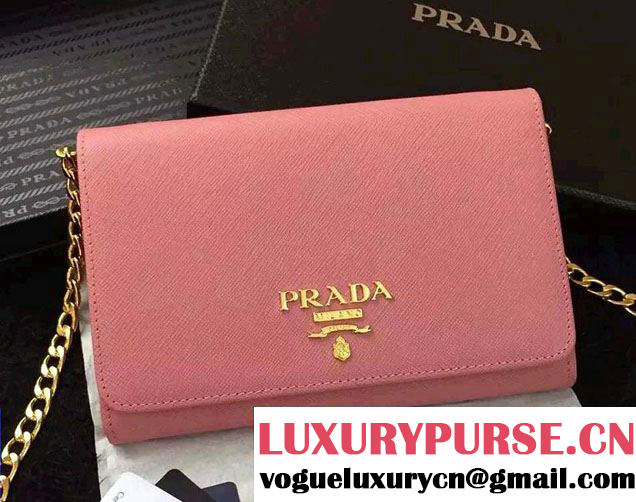 Prada Saffiano Leather Flap Chain Shoulder Wallet 1BP005