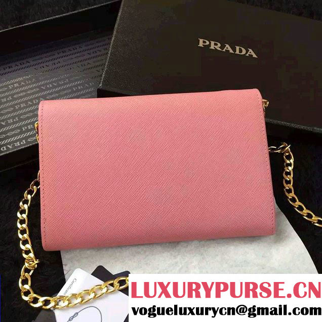 Prada Saffiano Leather Flap Chain Shoulder Wallet 1BP005