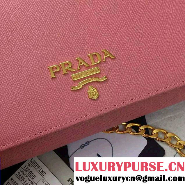 Prada Saffiano Leather Flap Chain Shoulder Wallet 1BP005