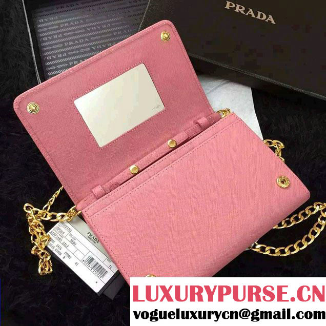 Prada Saffiano Leather Flap Chain Shoulder Wallet 1BP005