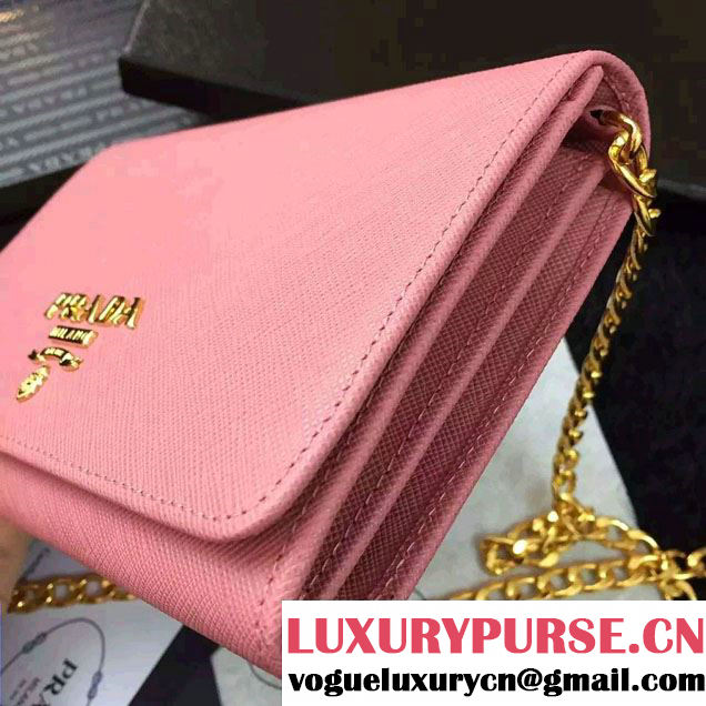 Prada Saffiano Leather Flap Chain Shoulder Wallet 1BP005